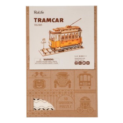 RoboTime Drewniane puzzle 3D Tramwaj historyczny