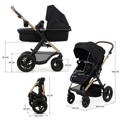 KINDERKRAFT Kombi-Kinderwagen Moov 2 Air 3in1 Pure Black