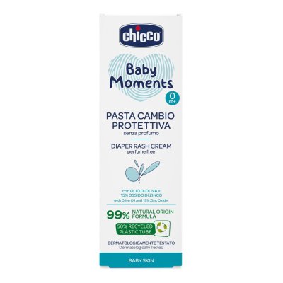 CHICCO Baby Moments krem do pupy dla niemowląt bez perfum z 99% naturalnymi składnikami 100ml, 0m+