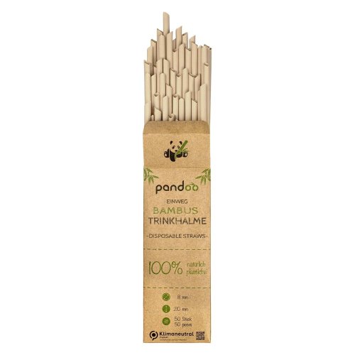 Canudo de bambu descartável, 50 unidades