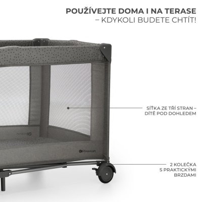 KINDERKRAFT Potovalna posteljica Joy 2 z dodatki Dark grey