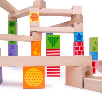 Bigjigs Toys Pista per biglie in legno colorata