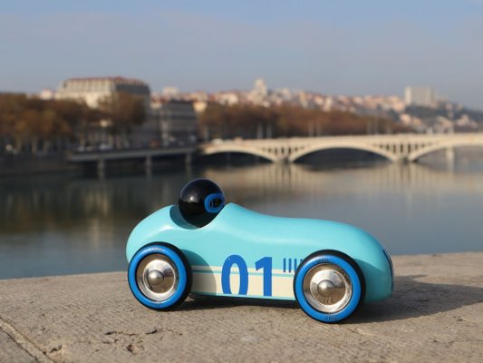 Vilac Wooden Car Old Sport Compet Turquoise