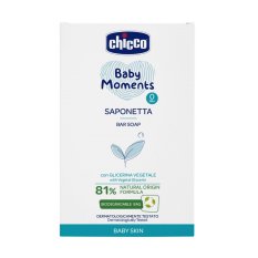 CHICCO Kiinteä käsisaippua kasviglyseriinillä Baby Moments 81% luonnollisia ainesosia 100 g