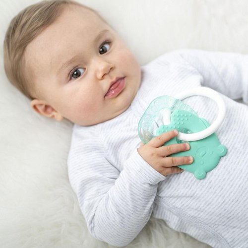 NATTOU Silicone teether with BPA-free cooling part green teddy bear