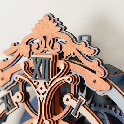 Puzzle 3D en bois RoboTime Miniature de maison Horloge murale