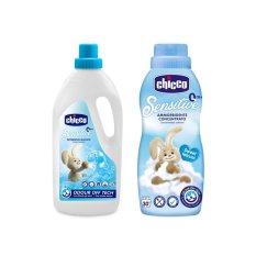 CHICCO Wasmiddel voor kinderen Gevoelig 1,5 l + Wasverzachter conc. Zoet Poeder 750 ml