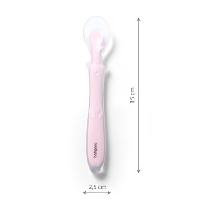 BABYONO Siliconen lepel - roze 6m+