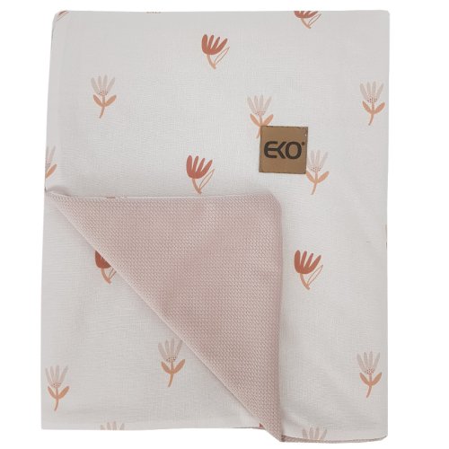 EKO Двулицево памучно одеяло подплатено с кадифе Бежова поляна 100x80см