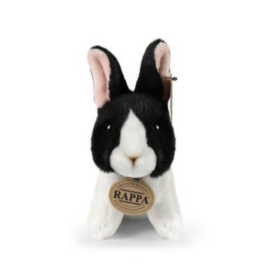 Rappa Plüschkaninchen weiß-schwarz sitzend 16 cm ECO-FRIENDLY