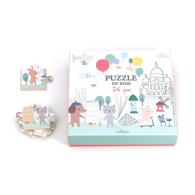 Vilac Panoramatyczne drewniane puzzle Paryż - Sarah Betz