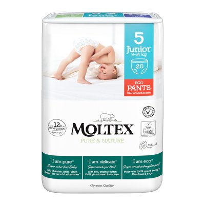 MOLTEX Pure&Nature Windelhosen Einweg 5 Junior (9-14 kg) 20 Stk