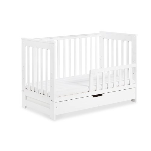KLUPS Kinderbett mit Barriere und Schublade Iwo weiß 120x60 cm