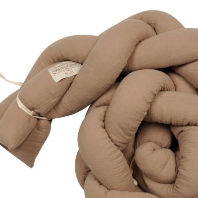 BABYMATEX Spjälsängsskydd muslin flätad fläta - brun 200 cm