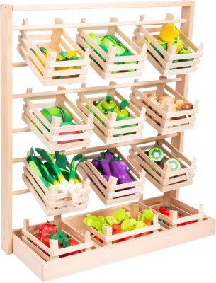 small foot Verkaufsstand aus Holz mit Kisten