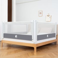 Varovalo za posteljo Monkey Mum® Popular - 180 cm - svetlo sivo