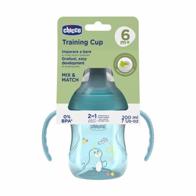 CHICCO Šalica Training s ručkama teal, 6m+