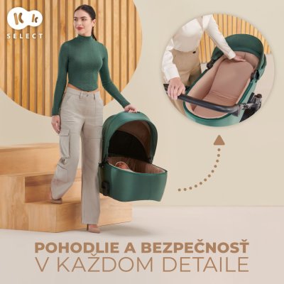 KINDERKRAFT SELECT Kinderwagen kombiniert 3 in 1 Prime 2 Dunkelgrün, Premium