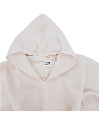 EKO Musselin Poncho mit Kapuze und Öhrchen Rose pink 75x120 cm