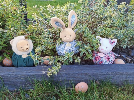 Doudou Mouchoir Lapin Bleu 3en1