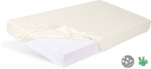 BABYMATEX Wasserdichtes Laken mit Gummiband Bambus hellbeige 60x120 cm