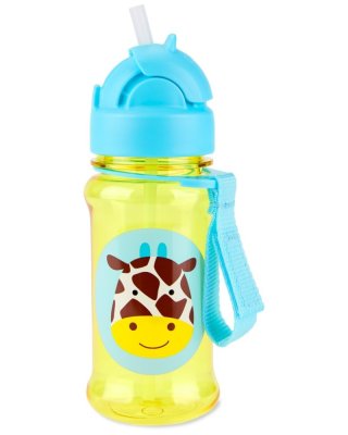 SKIP HOP Zoo Tritan Trinkflasche mit Strohhalm 355ml Giraffe 12m+