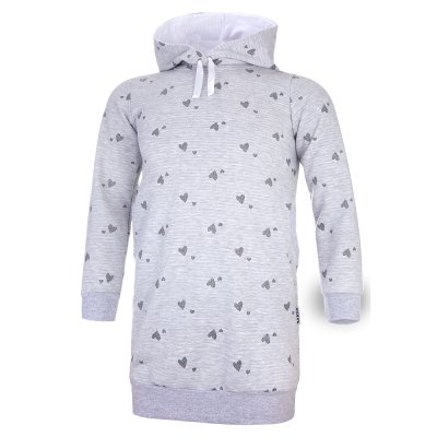 Obleka s kapuco - siva melanža srce bleščice