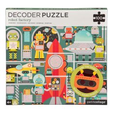 Puzzle Petit Collage cu roboți, 100 de piese, cu ochelari 3D