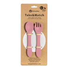 PETITE&MARS Příbor silikonový Take&Match Dusty Rose 6m+