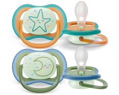 Suzetă de noapte Philips AVENT Ultra air 18m+ neutru, 2 buc
