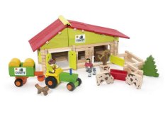 Jeujura Jeu de construction en bois 140 pièces Ferme moyenne