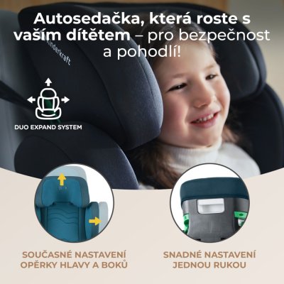 KINDERKRAFT SELECT Bilbarnstol i-Size XPAND 2 i-Size 100-150 cm Harbor Blue, Premium