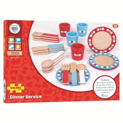 Bigjigs Toys Holz Geschirr-Set mit Punkten