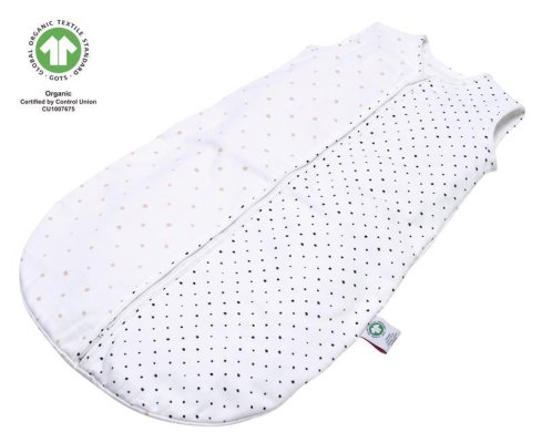 MOTHERHOOD Śpiworek muślinowy BIO Różowe i Czarne Kropki 6-18 m 0,5 tog