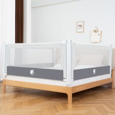 Protecție laterală pat Monkey Mum® Popular - 90 cm - gri deschis