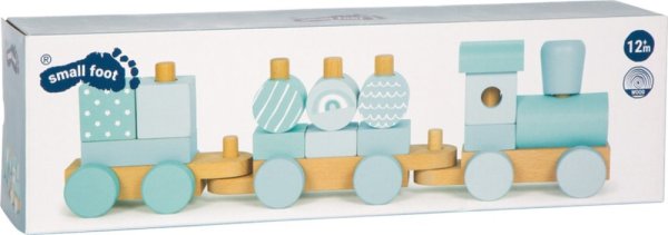 small foot Navliekanie Drevený vláčik modrý