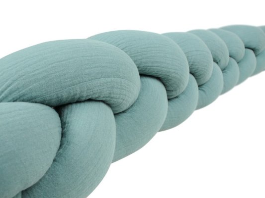 BABYMATEX Nestchen für Babybett Musselin geflochtenes Zopf - grün 200 cm
