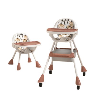 Sedia da pranzo per bambini 2 in 1 Simple - Caffè Rosso