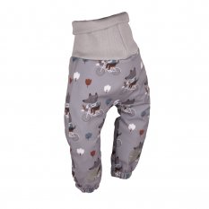 Dětské rostoucí softshellové kalhoty s membránou Monkey Mum® - Vlci na kole