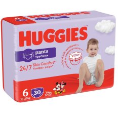 HUGGIES® Chiloței-scutece Little Movers Pants 6 (15-25 kg), 30 buc