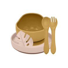 PETITE&MARS Set de repas silicone TAKE&MATCH 4 pcs Ocre Intense - Sable du Désert 6m+