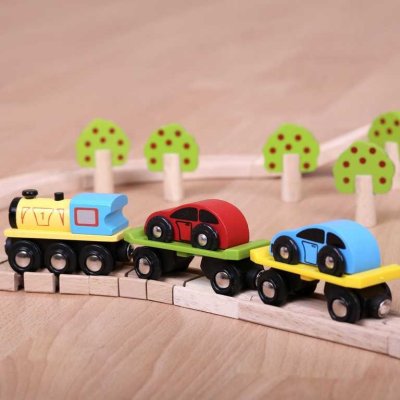 Bigjigs Rail Güterzug mit Autos und Schienen