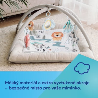 CANPOL BABIES Pluszowy kocyk edukacyjny z trapezem Safari 0m+