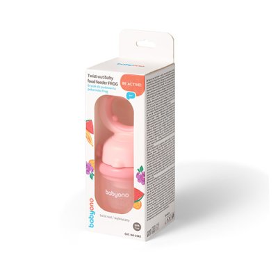 BABYONO Silikon-Schnuller zum Füttern von Frog Pink ab 6 Monaten