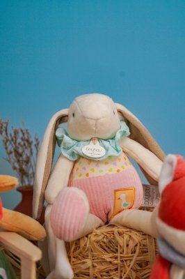 Doudou Ajándékkészlet rózsaszín Ciboulette nyuszi takaróval 28 cm