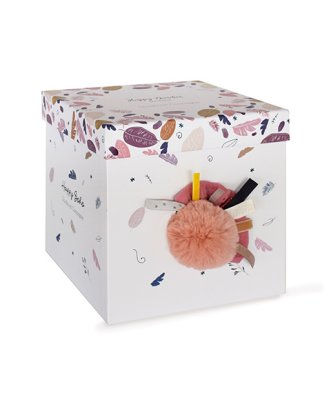 Doudou Gift Set - Plush Rabbit with Dark Pink Pom Pom 25 cm