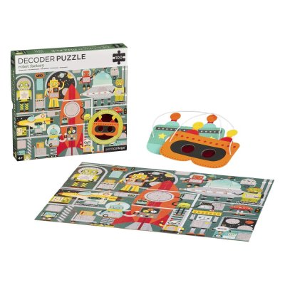 Petit Collage Puzzle robôs 100 peças com óculos 3D