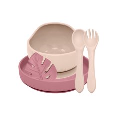 PETITE&MARS Set de repas silicone TAKE&MATCH 4 pcs Desert Sand - Dusty Rose 6m+