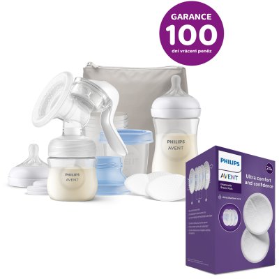 Tiralatte manuale Philips AVENT, set iniziale + 24 coppette assorbilatte usa e getta