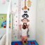 Стикери за стена за момиче - Розов детски метър с щастливи животни (180 см)